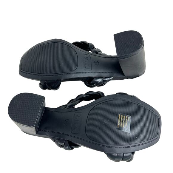 MIA‎ MAINE BRAIDED VEGAN LEATHER HEELED SANDALS IN BLACK NWOB WOMEN'S SIZE 8.5 - Picture 3 of 15